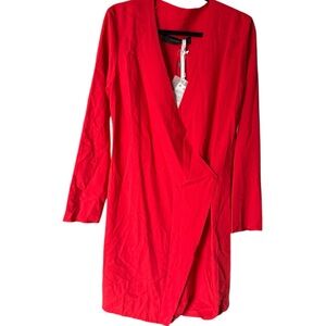 Red Long Sleeve Wrap Dress